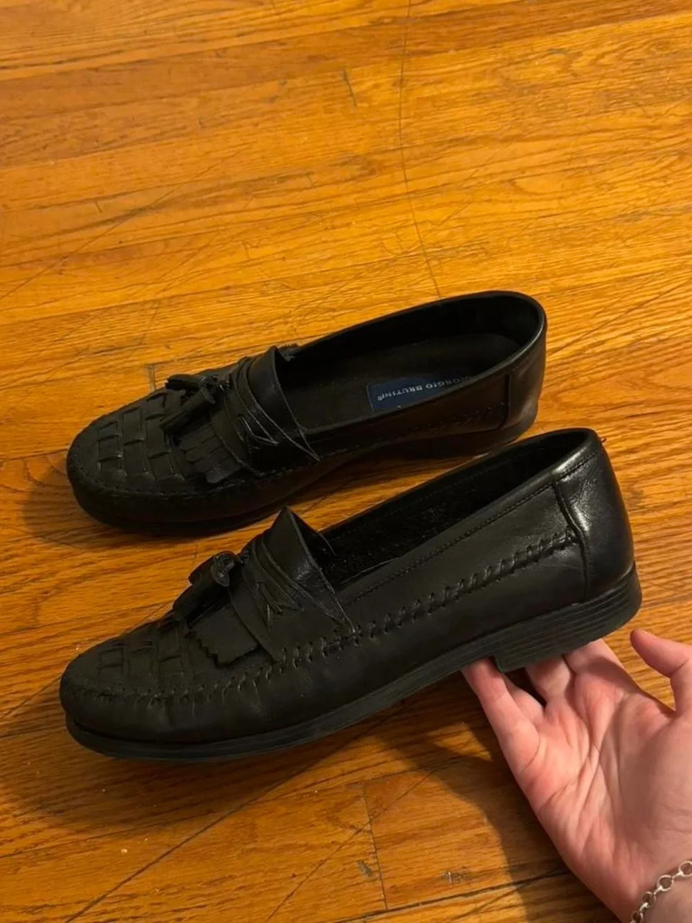 American Vintage Black Woven Tassel Slip-On Loafers